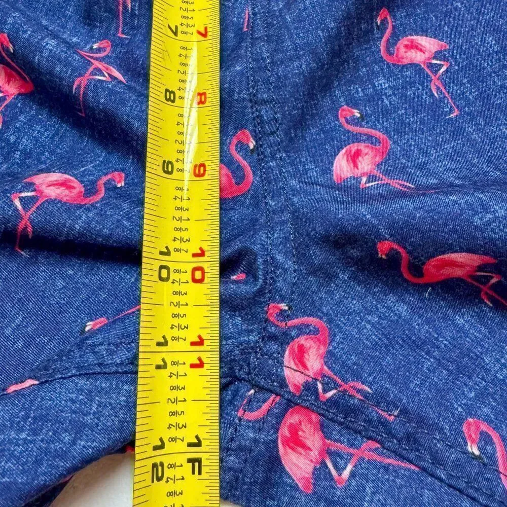 Trunks Flamingo Swim Shorts Mens Large Blue Pink Casual Swim Beach Pool QuickDry